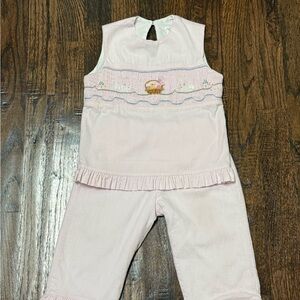 Girls cupcake originals smocked pink Easter set size 12 months
